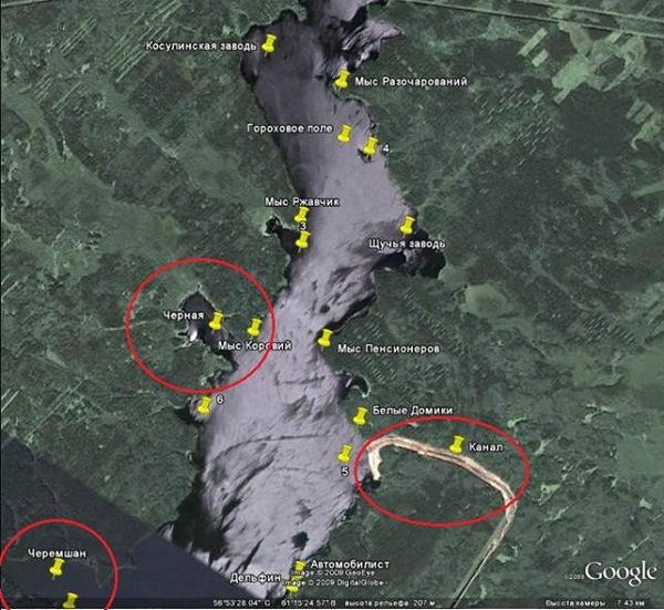 Карта белоярского водохранилища с названиями