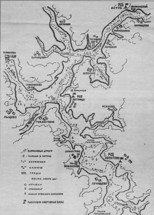 Карта Истринского водохранилища