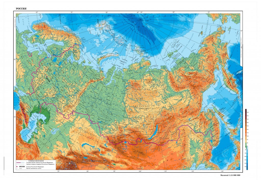 Карта россии с городами с реками озерами и морями